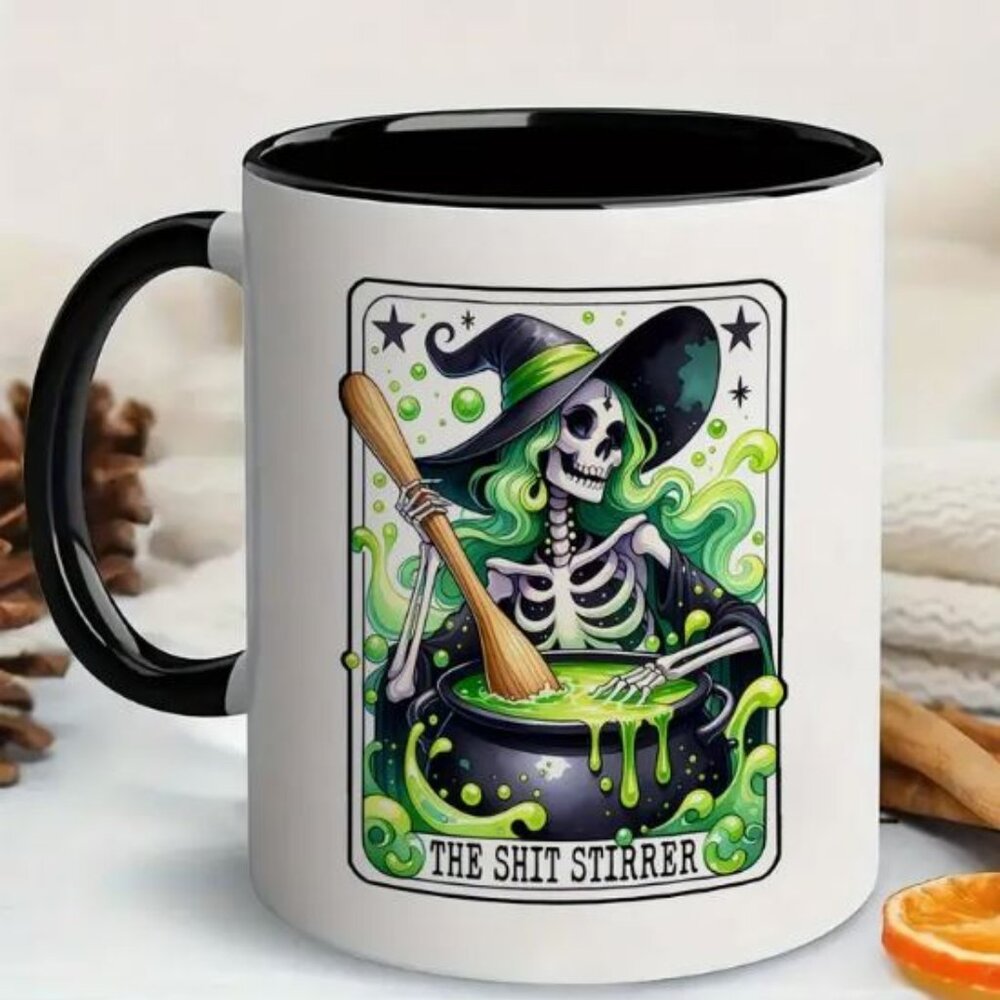 Witch Tarot Card The Shit Stirrer 11oz Ceramic Coffee Mug